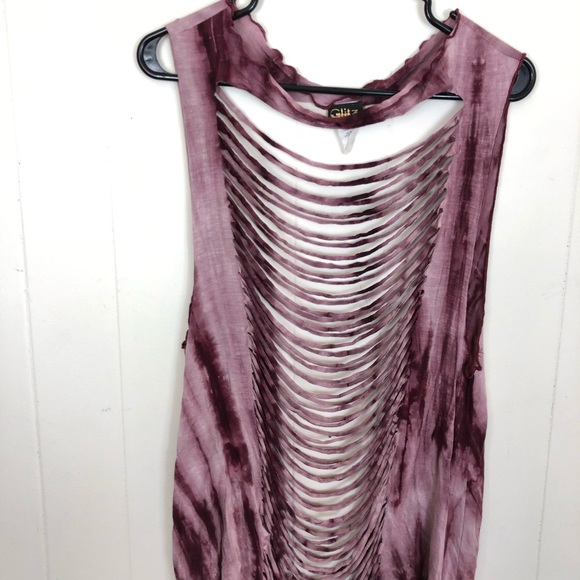 Glitz Tie Dye Cut Out Tank Sz M - Picture 3 of 9